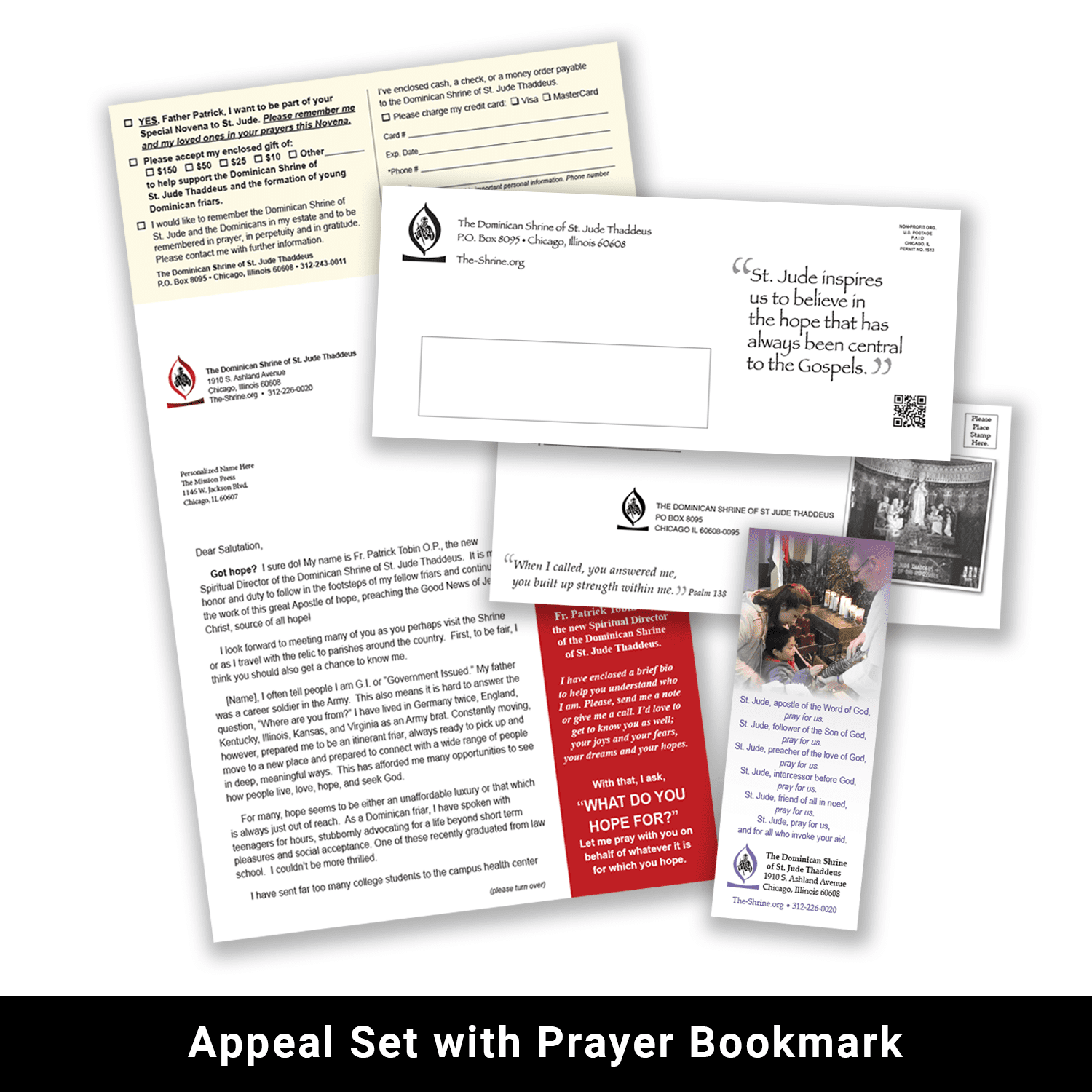 Print appeal set with prayer bookmark example